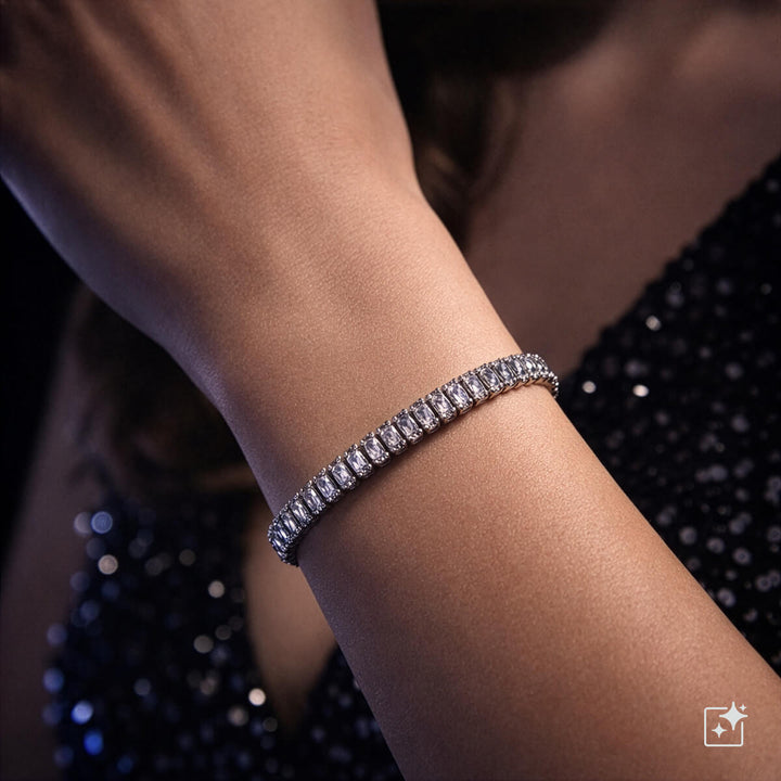 Wide baguette zirconia bracelet