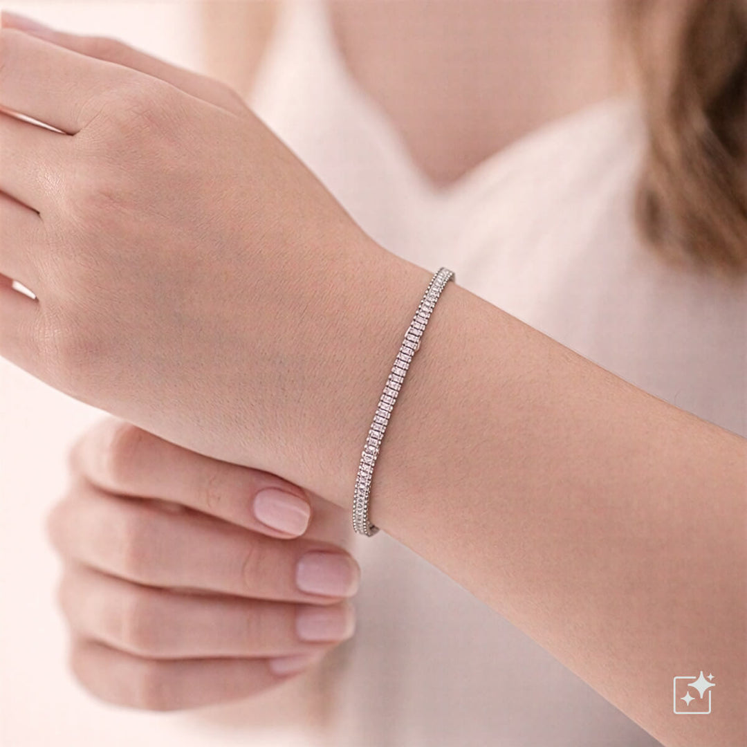 Delicate baguette zirconia tennis bracelet