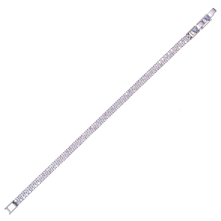 Double-row round zirconia tennis bracelet