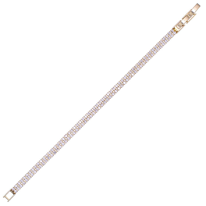 Double-row round zirconia tennis bracelet