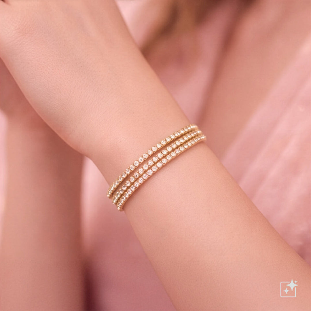 Three-row round zirconia tennis bracelet