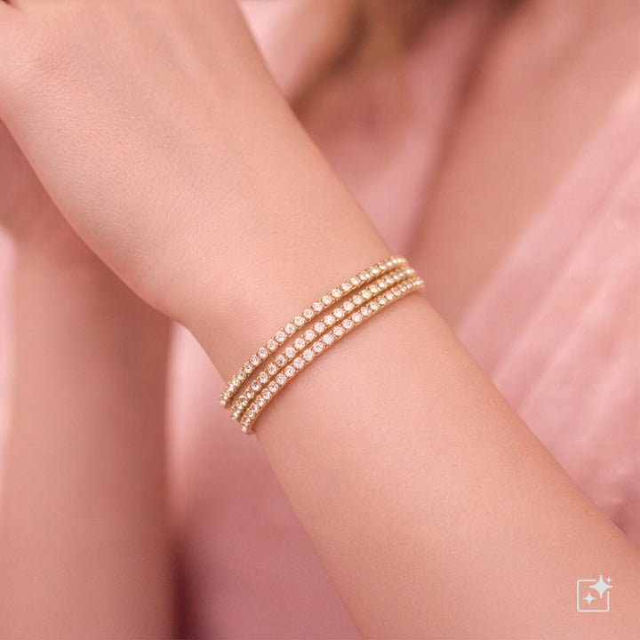 Three-row round zirconia tennis bracelet