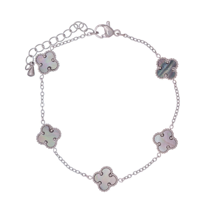 Delicate four-leaf clover bracelet with pearl (316L steel)