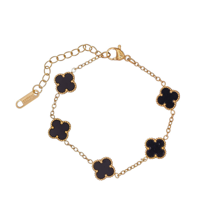 Delicate four-leaf clover bracelet (Gold-plated steel 316L)