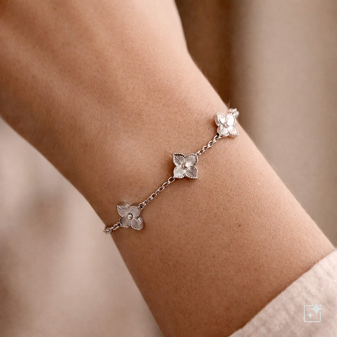 Delicate four-leaf clover bracelet (316L steel)
