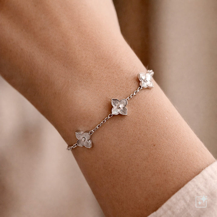 Delicate four-leaf clover bracelet (316L steel)
