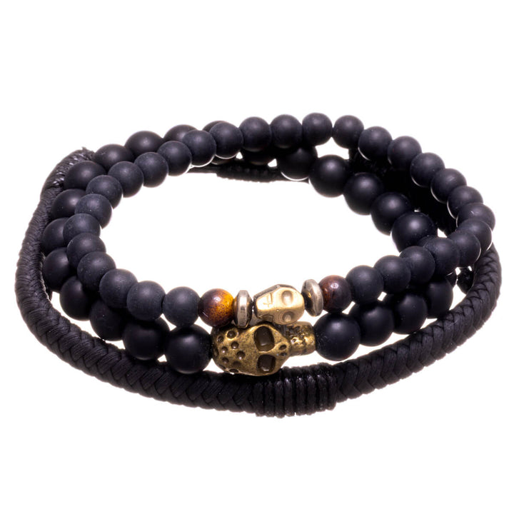 Armbandsset för män, 3 delar – Skull Black