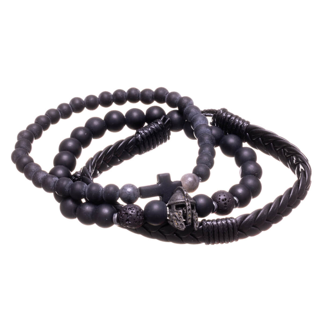 Men's wristband set, 3 pcs – Warrior Cross Black