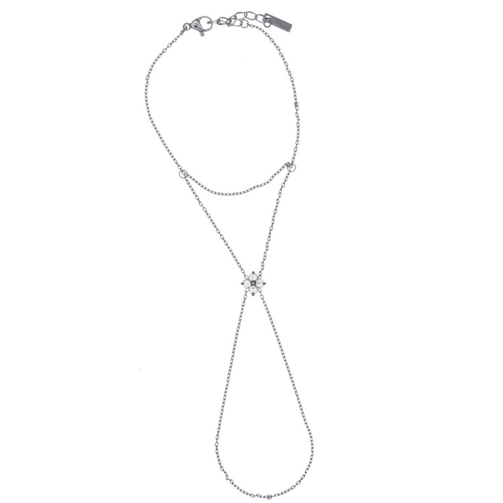 Käsikoru sormuksella zirkonia kukkakoristeella – kirurginteräs 316L