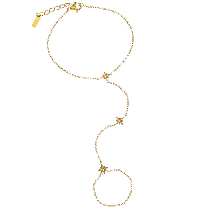 Käsikoru sormuksella tähtikoristeilla – kirurginteräs 316L