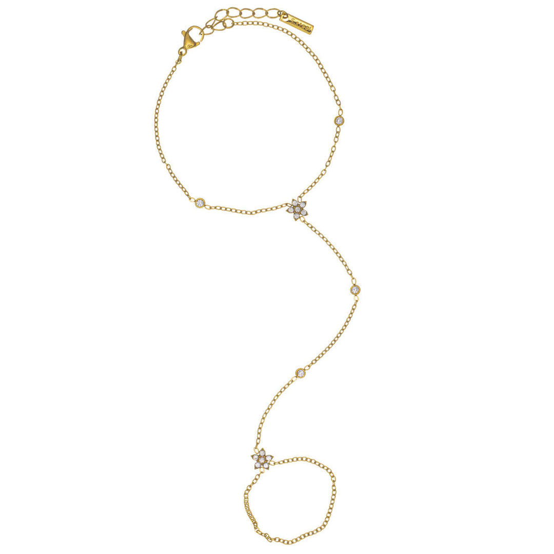 Käsikoru sormuksella zirkonia kukkakoristeilla – kirurginteräs 316L