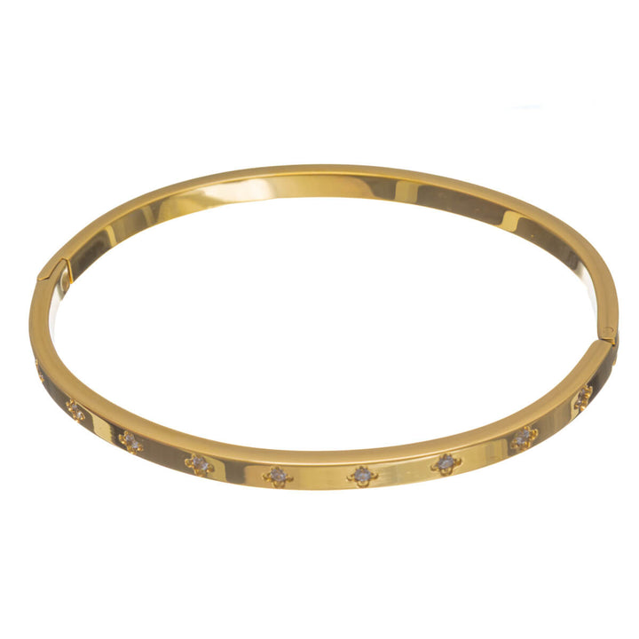 Smal armbandring i zirkoniumoxid med fyrklövermotiv och gångjärn (316L-stål)