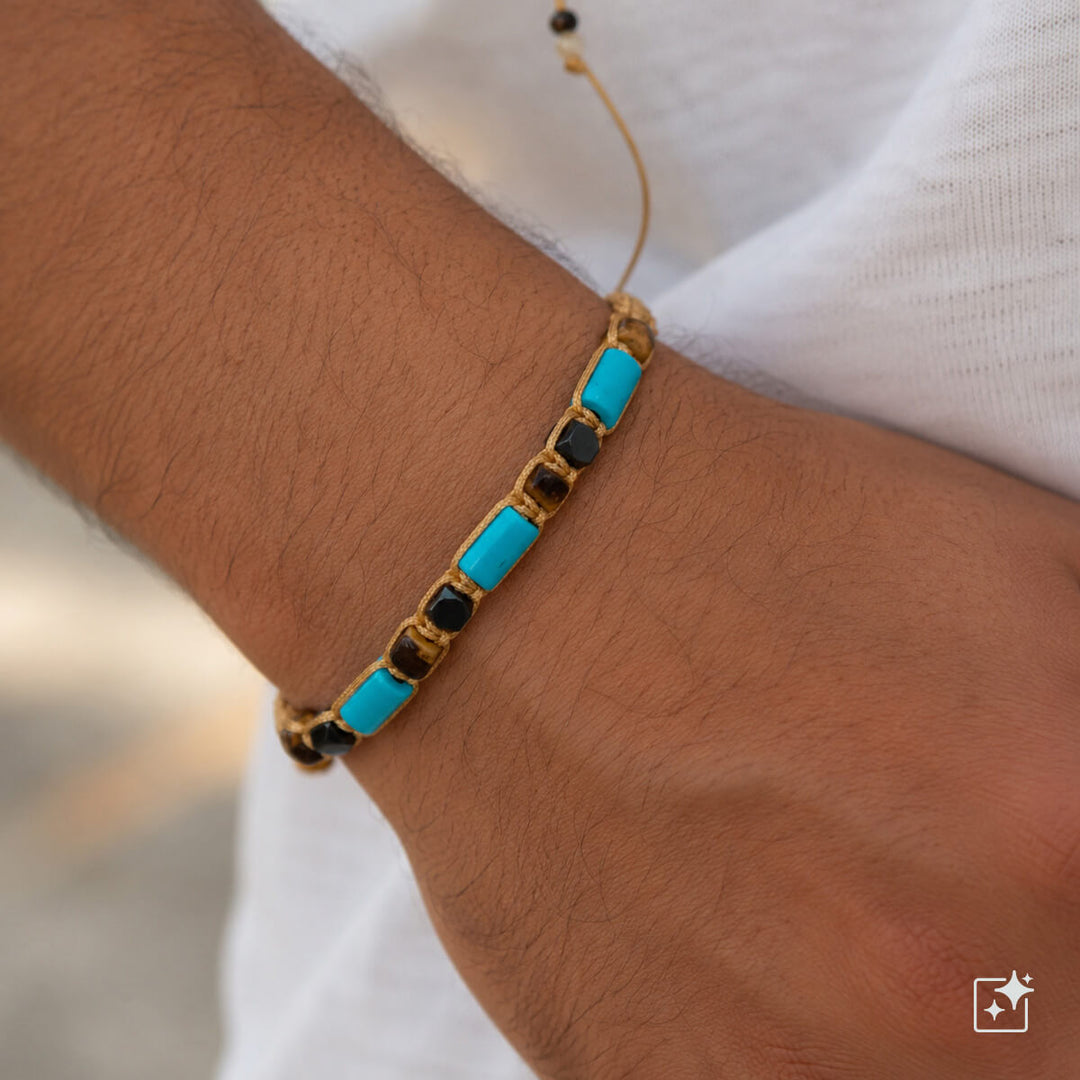 Braided bead bracelet, adjustable size