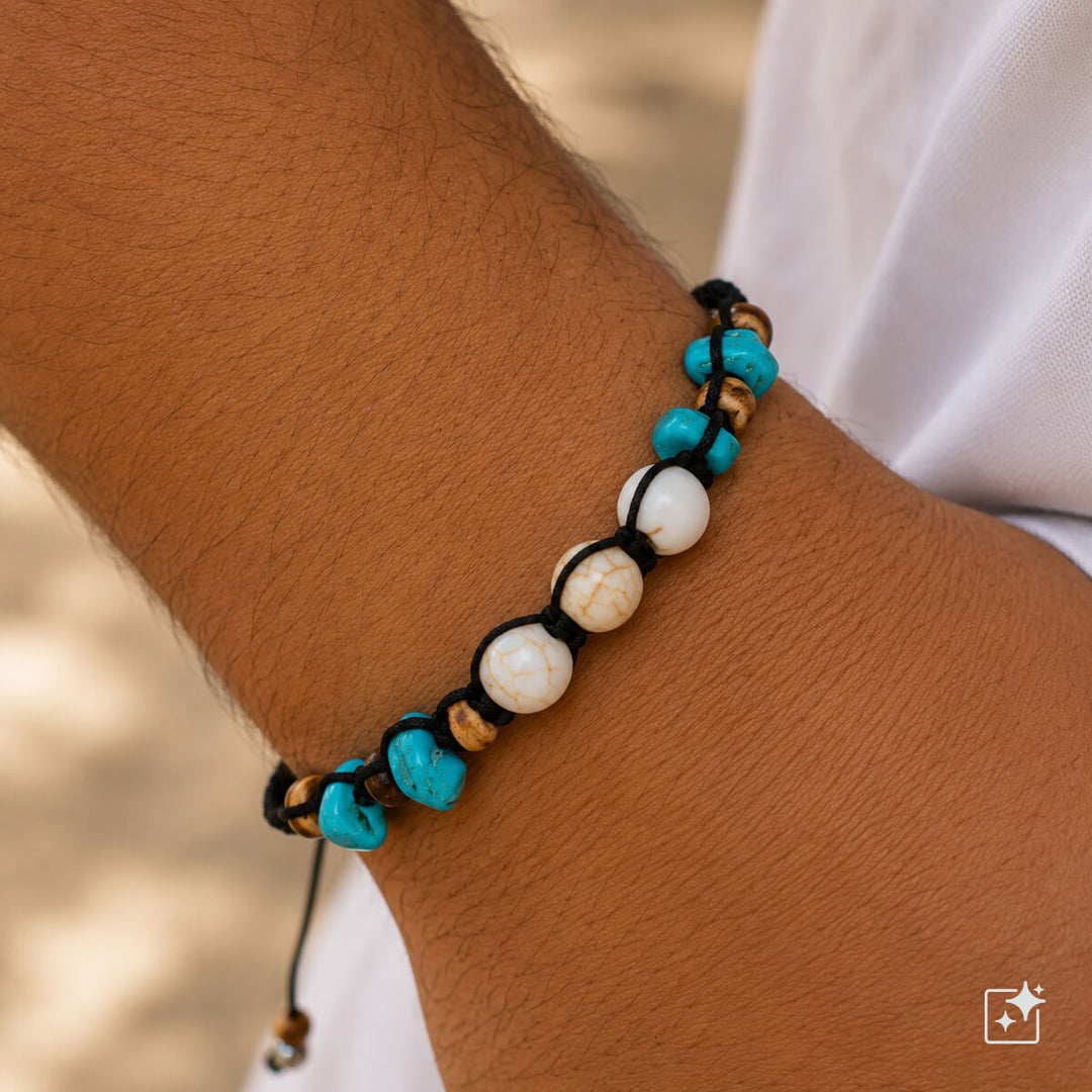 Geflochtenes Perlenarmband, größenverstellbar