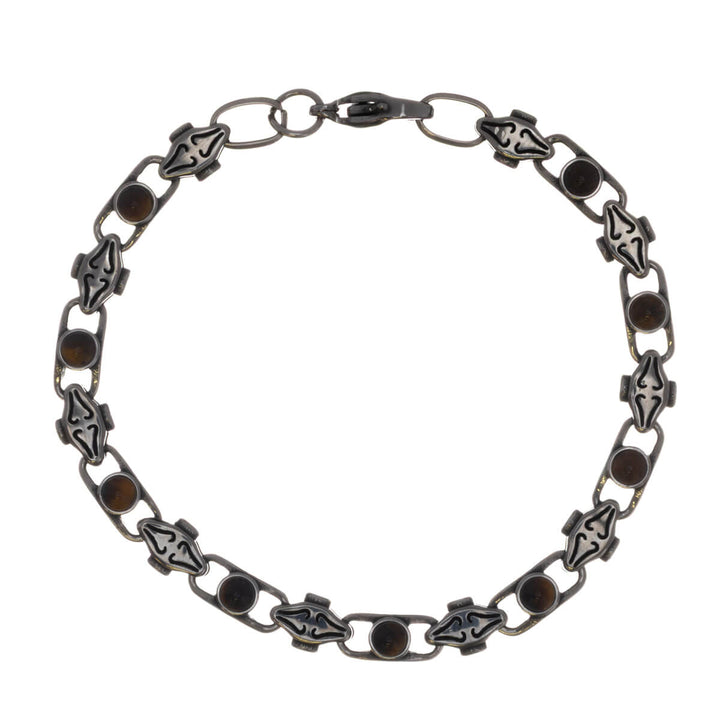 Men's Patterned Steel Bracelet with Stones (316L Steel)