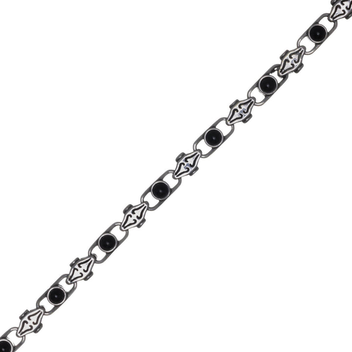 Men's Patterned Steel Bracelet with Stones (316L Steel)