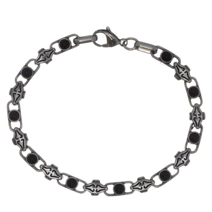 Men's Patterned Steel Bracelet with Stones (316L Steel)