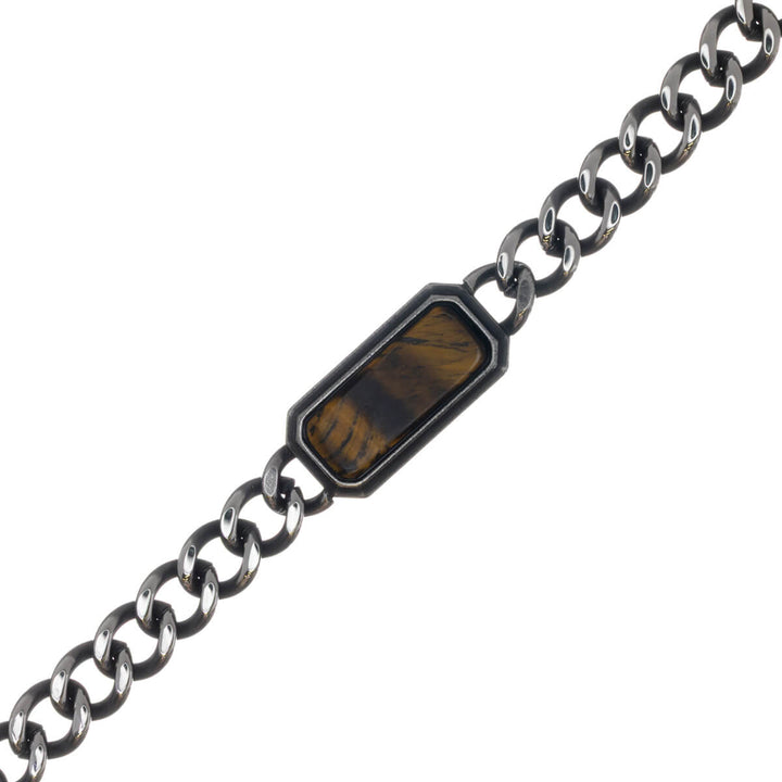 Tank chain bracelet with stone (316L stainless steel)