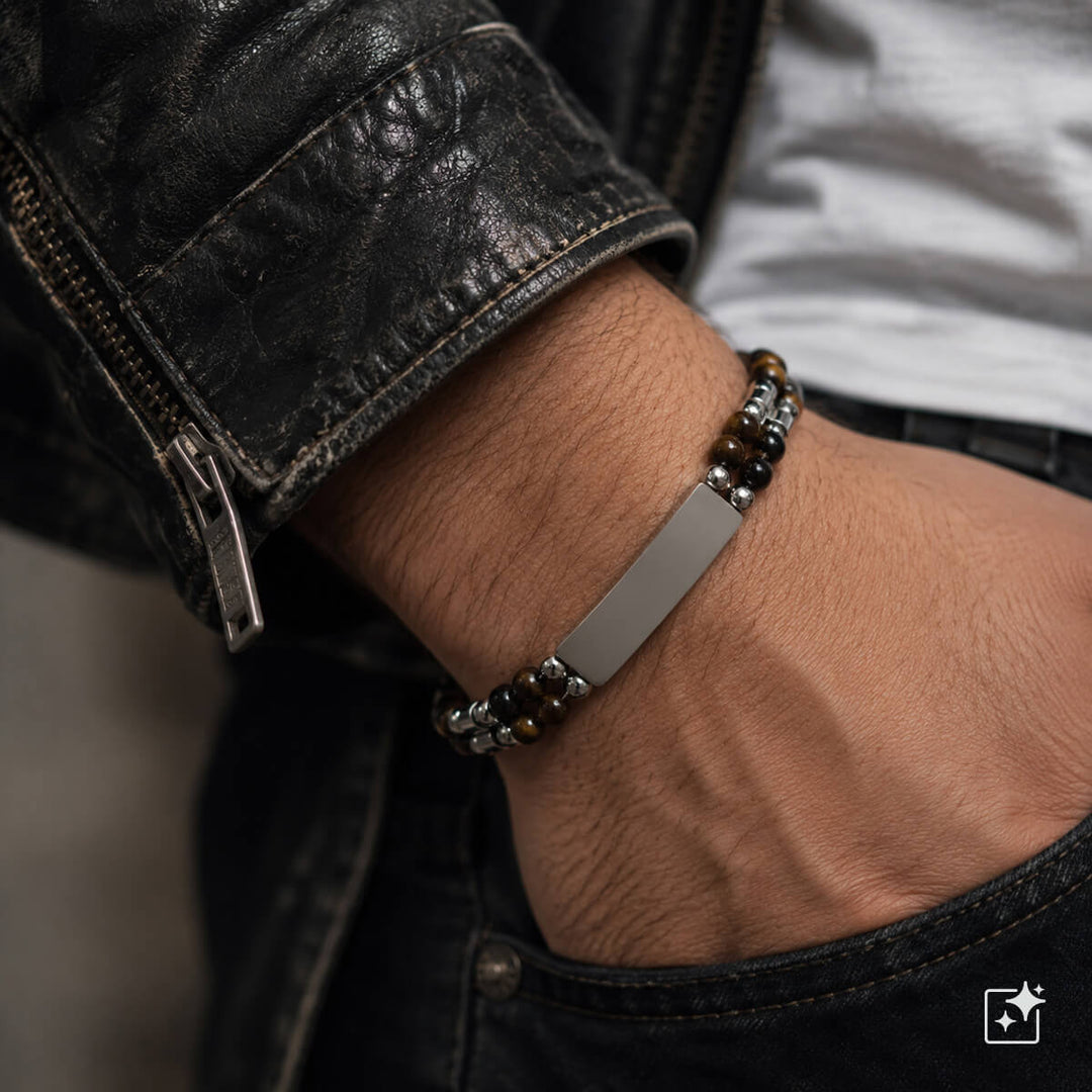 Stone bead bracelet with steel clasp (316L steel)