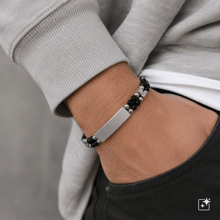 Stone bead bracelet with steel clasp (316L steel)