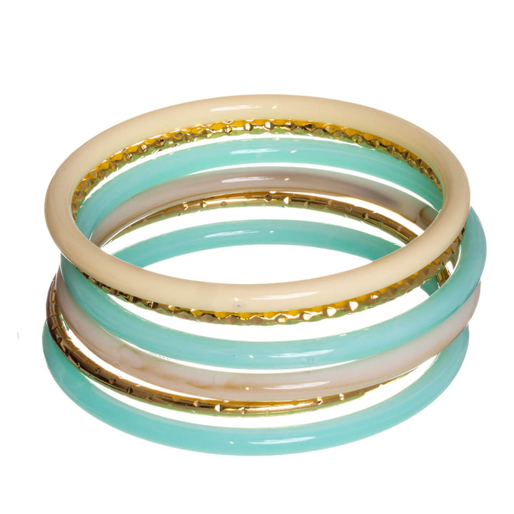 Pujotettava jäykkä rannekoru nippu bangle 6kpl (Teräs 316L)