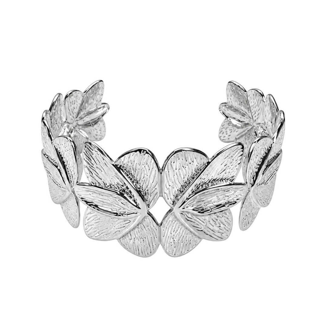 Leveä kukka rannekoru cuff (Teräs 316L)