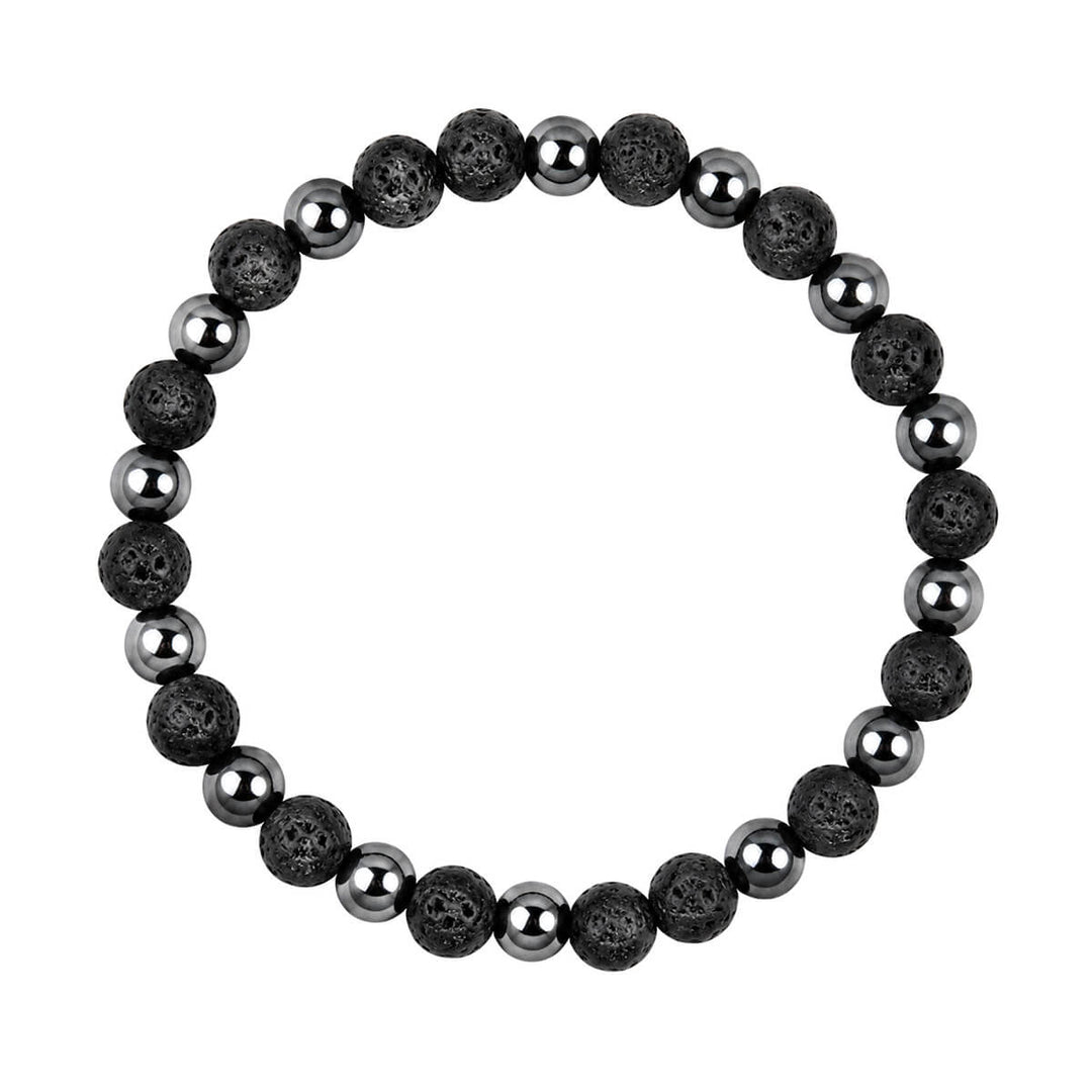 Set mit 2 Armbändern aus schwarzem Lavastein