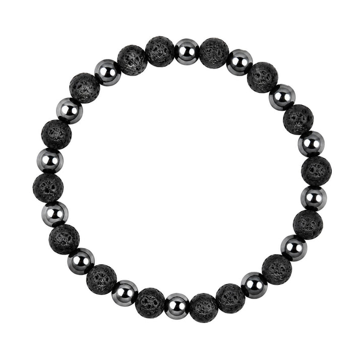 Set mit 2 Armbändern aus schwarzem Lavastein