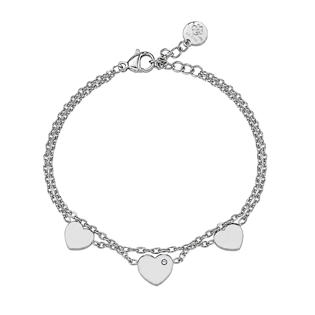 Two-Chain Heart Bracelet (316L Stainless Steel)