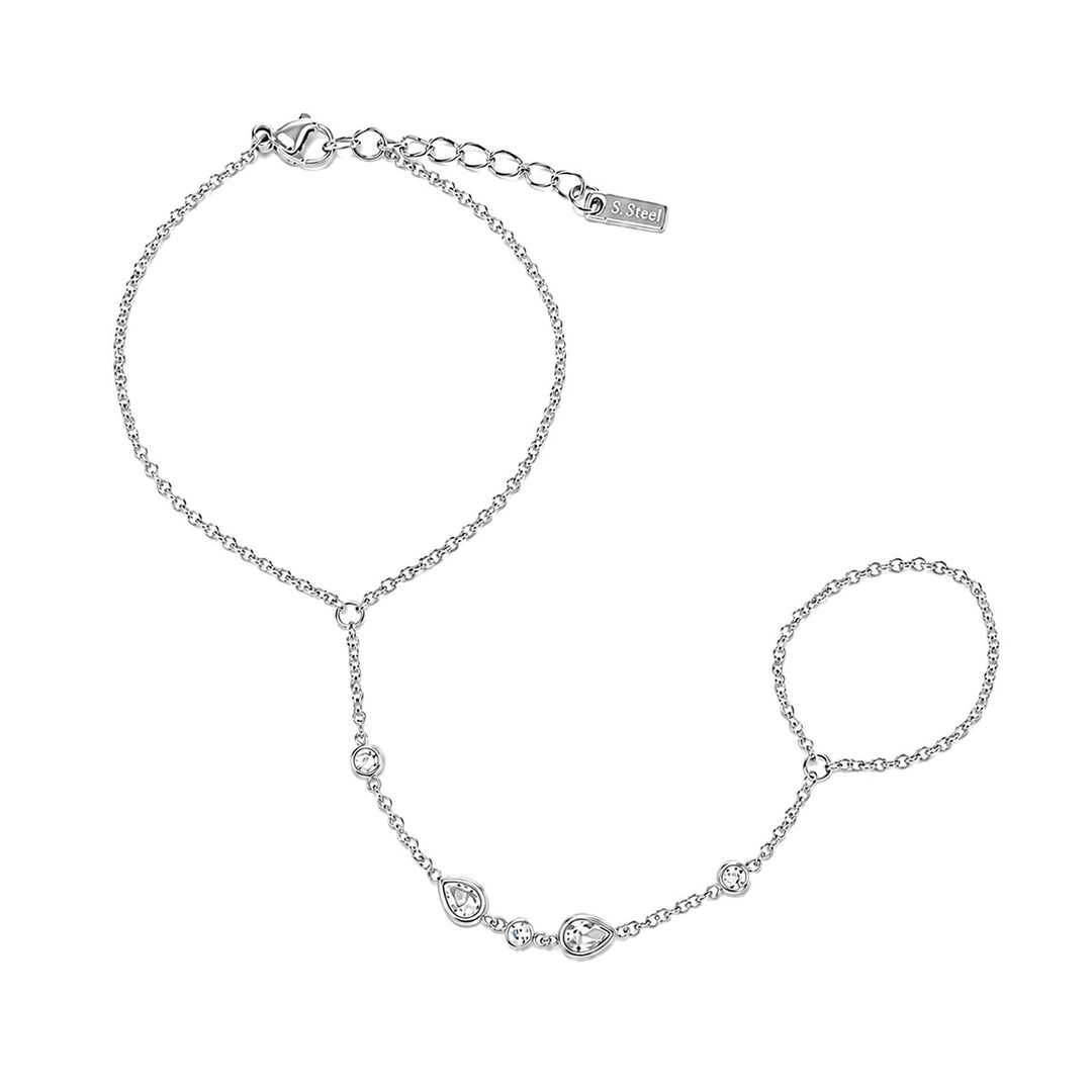 Armband mit Ring und tropfenförmigen Zirkonia-Steinen – Chirurgenstahl 316L