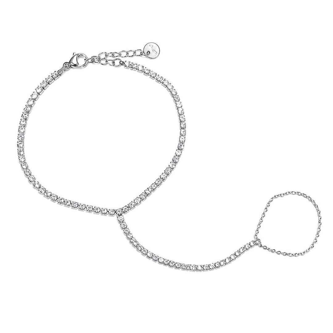 Strass-Armband mit Ring – Chirurgenstahl 316L
