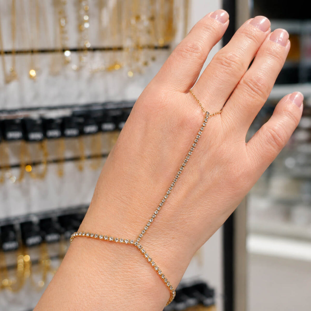 Strass-Armband mit Ring – Chirurgenstahl 316L