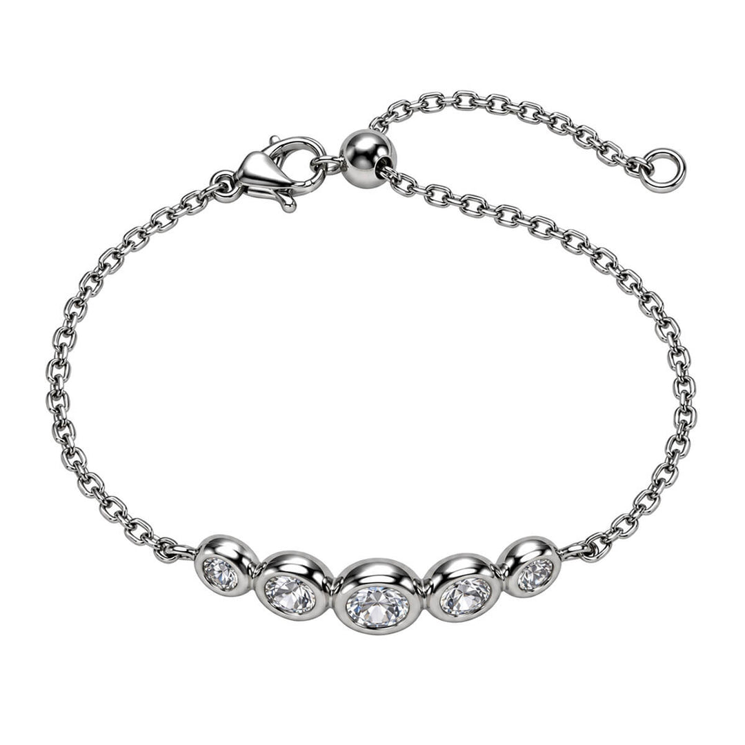 Thin bracelet with a wide zirconia embellishment (Steel 136L)