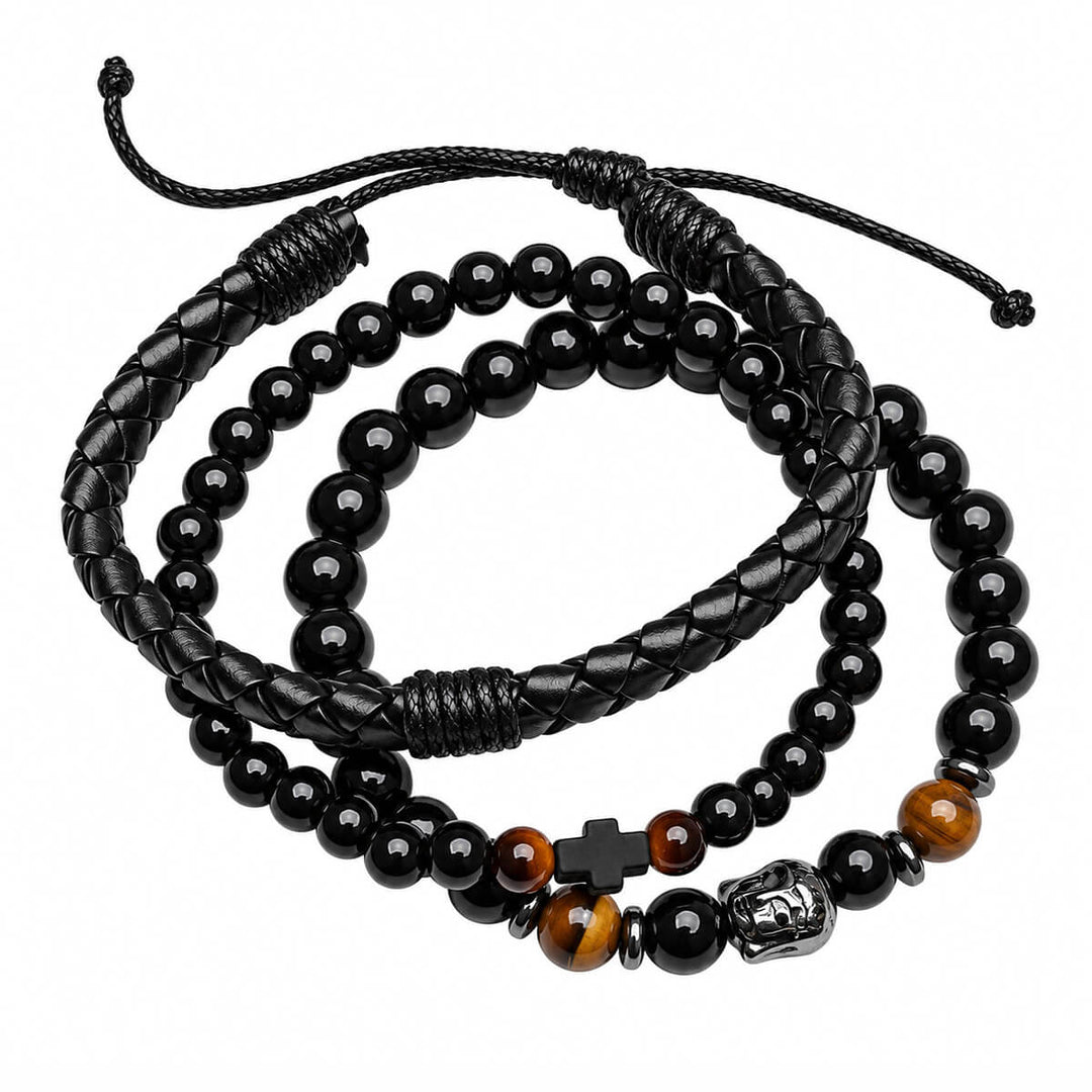 Miesten rannekorusetti 3 kpl – Brown Cross Buddha