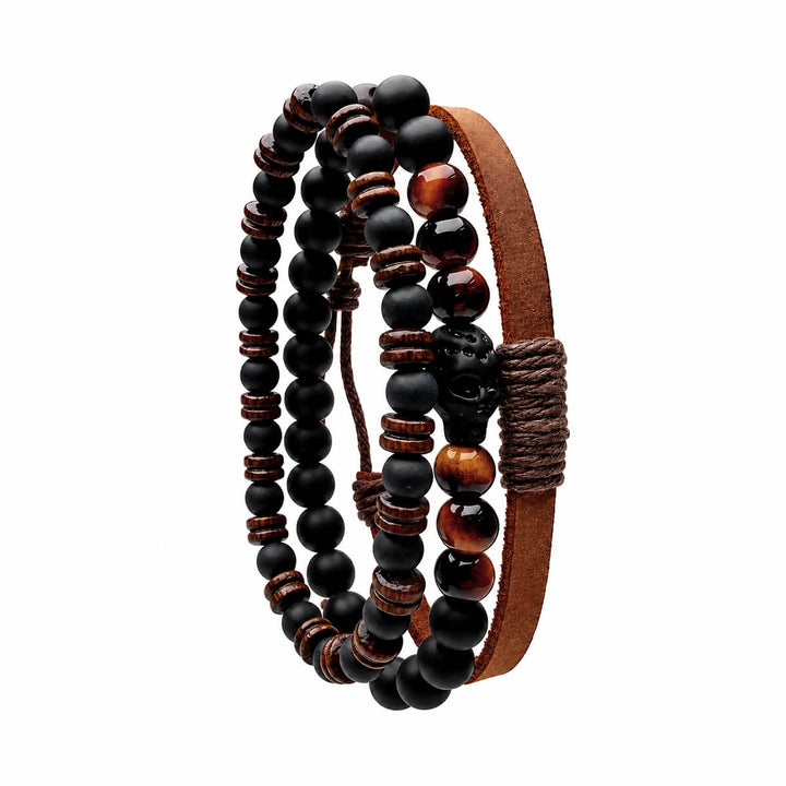Miesten rannekorusetti 3 kpl – Brown Skull