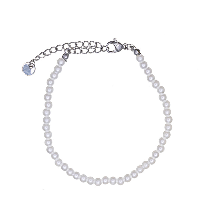 Dünnes Perlenarmband 4mm 17,5cm+5cm (Stahl 316L)