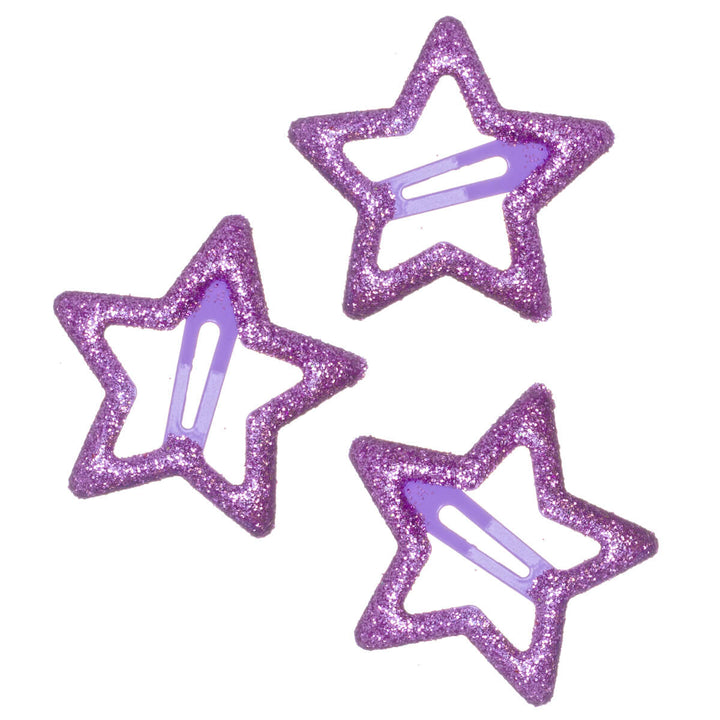 Sparkling Star snap clips Purple Snap-On Hair Clip (3-Pack)
