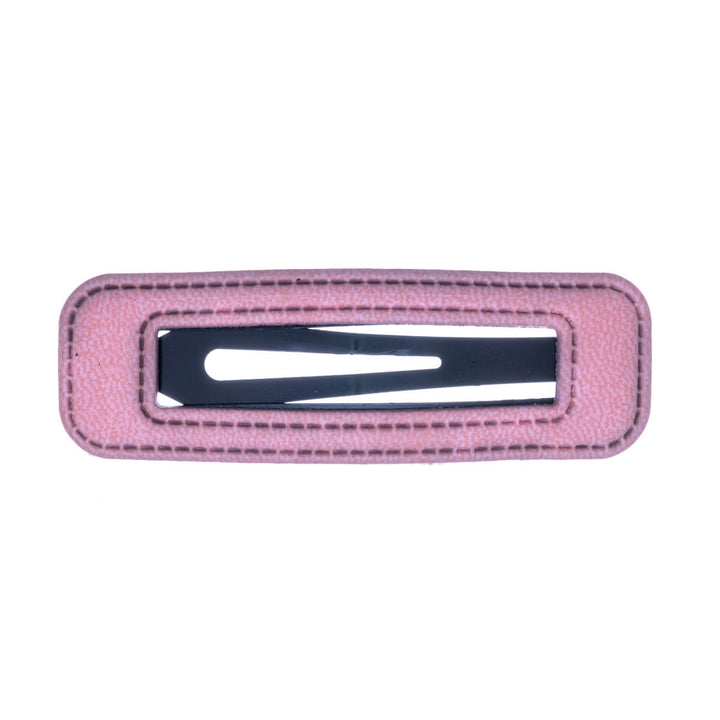 Rectangular hair clip imitation leather clik clak 1pc