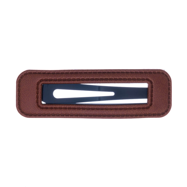 Rectangular hair clip imitation leather clik clak 1pc