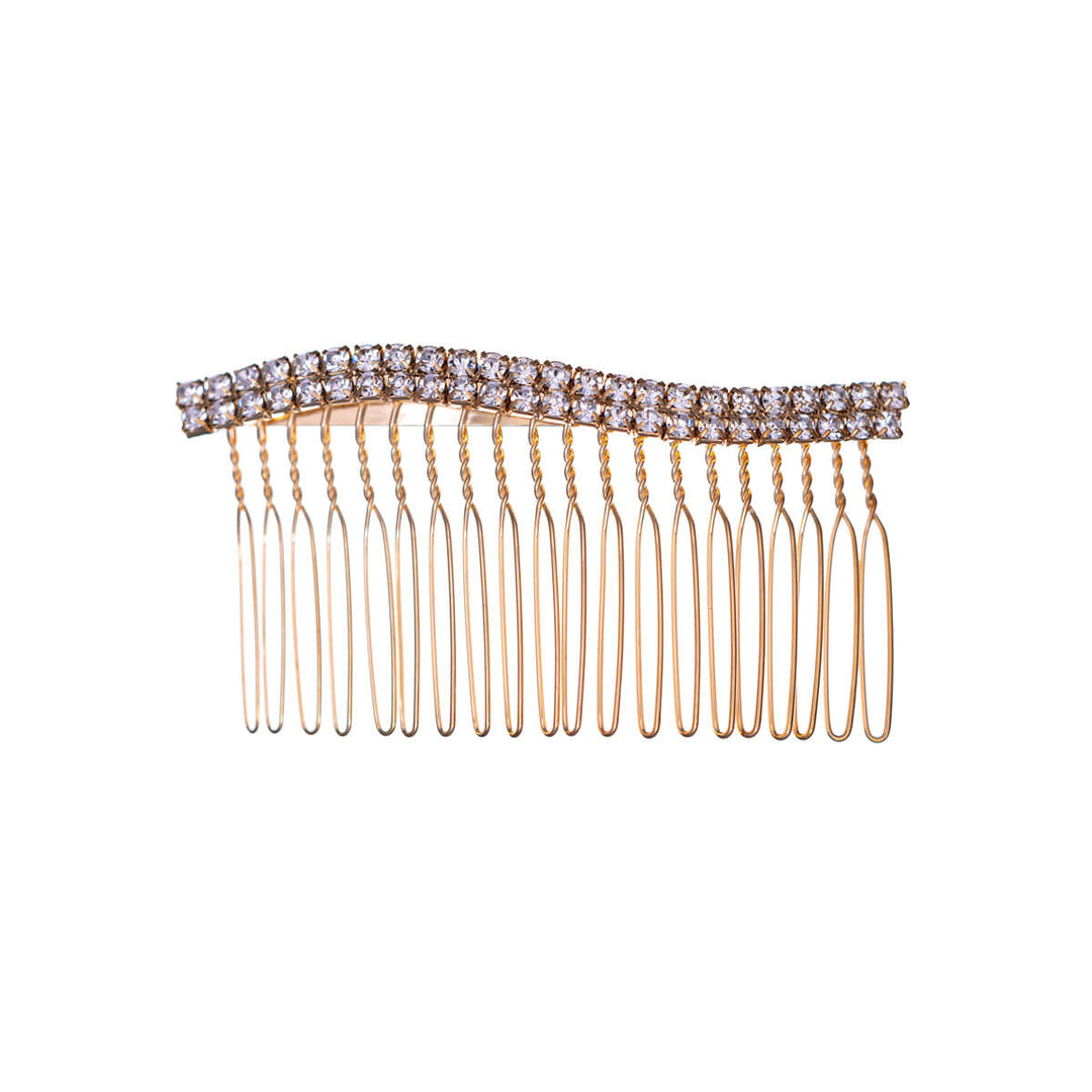 Wavy rhinestone side comb hairband (8,2cm x 4,3cm)