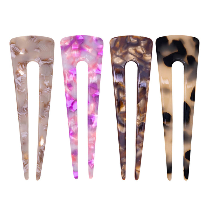 Eckige Kunststoff-Haarnadeln French hair pin ohne Kopf, 10,4 cm, 4er-Set