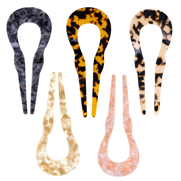 Breite Kunststoff-Haarnadeln French hair pin ohne Kopf, 11,5 cm, 5er-Set