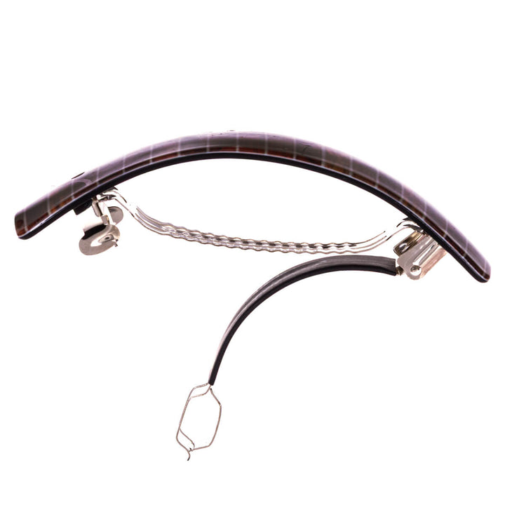 Kaareva suorakulmainen hiussolki wood grain 9cm