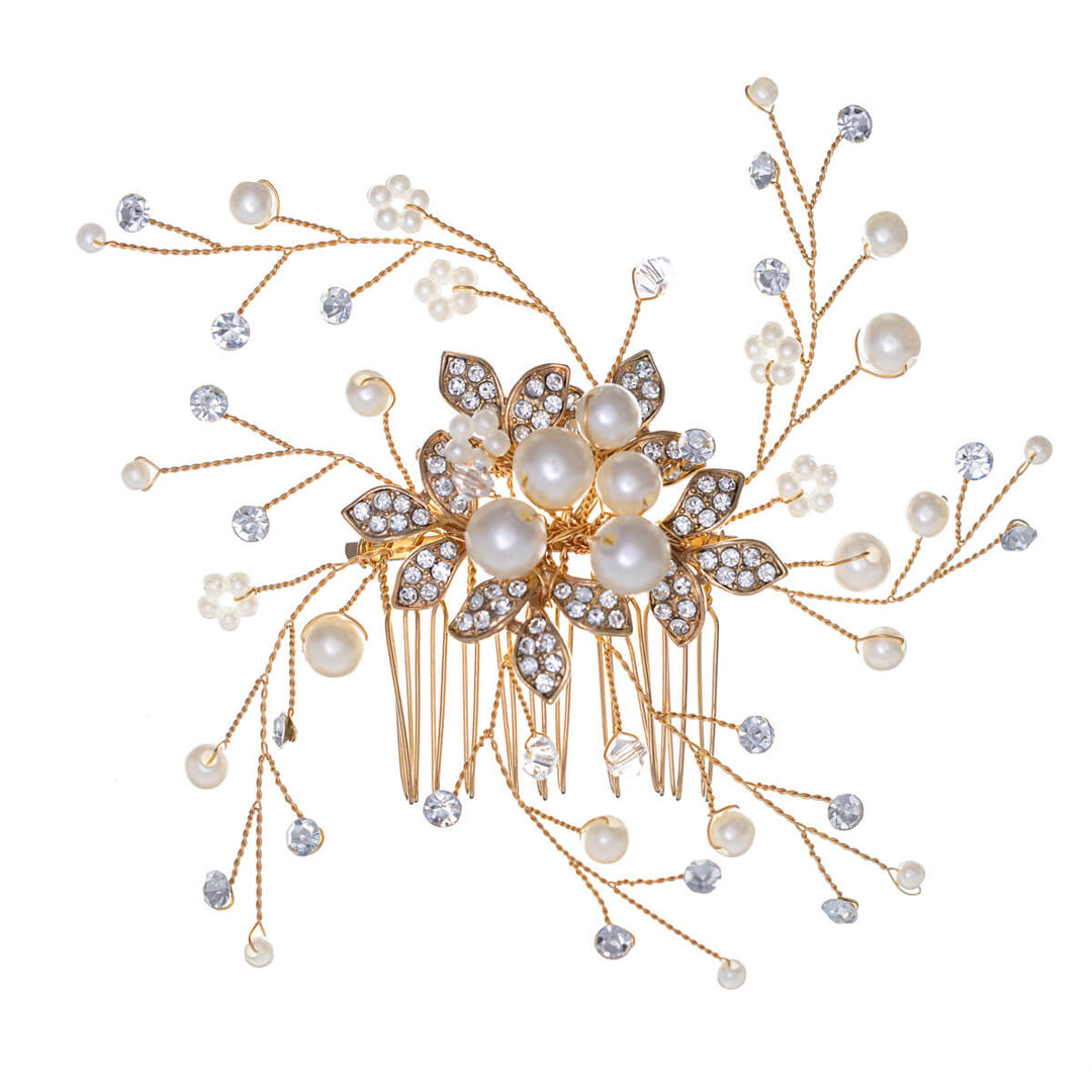 Kammallinen helmikukka hiuskoru lasikivillä