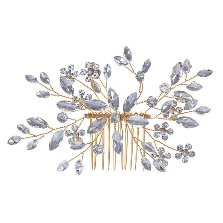 Kammallinen strassikukka hiuskoru lasikivillä