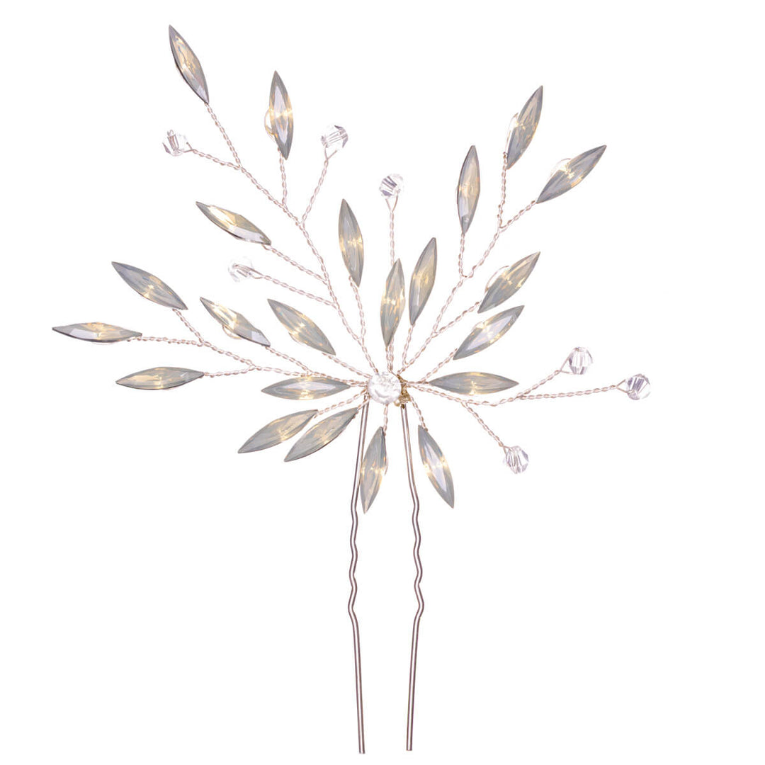 Opal-colored glass hair accessory for festive hairstyles – invisible