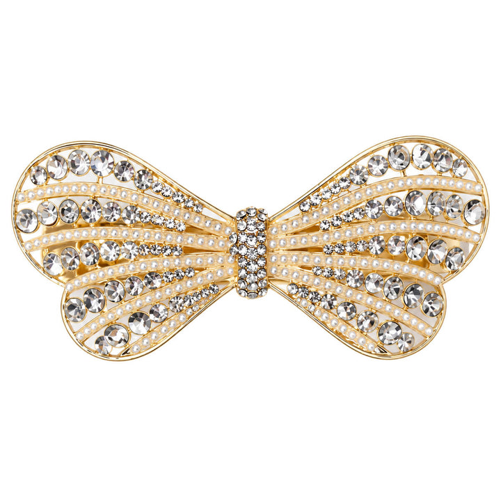 Butterfly-shaped hair clip—with pearls and rhinestones