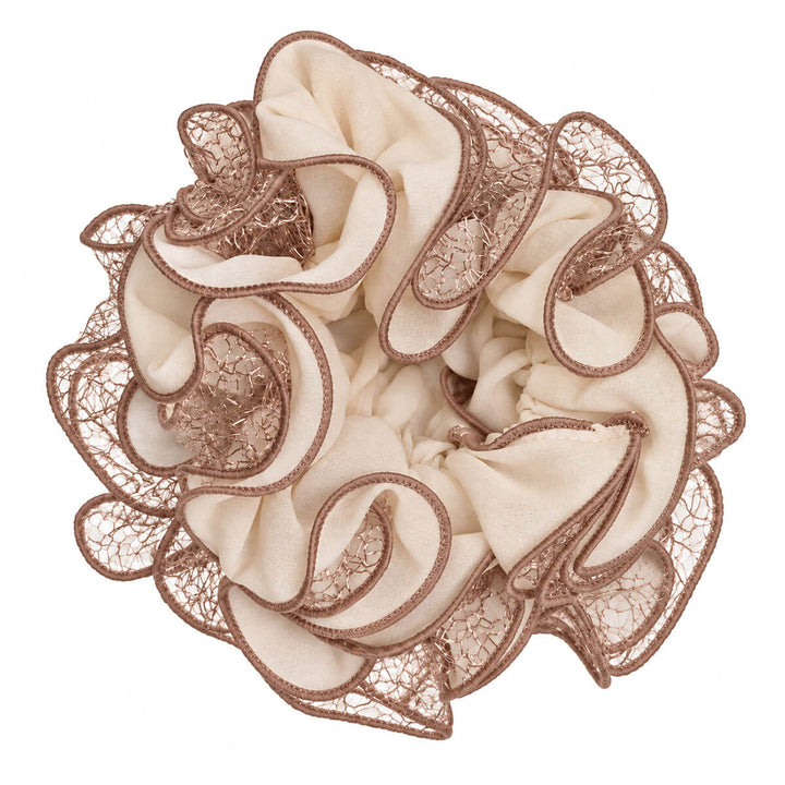 Kaksikerroksinen scrunchie hiusdonitsi – iso &amp; harsomainen 13cm