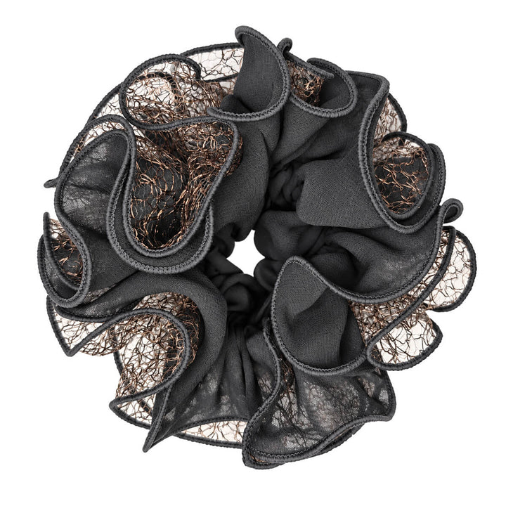 Kaksikerroksinen scrunchie hiusdonitsi – iso &amp; harsomainen 13cm