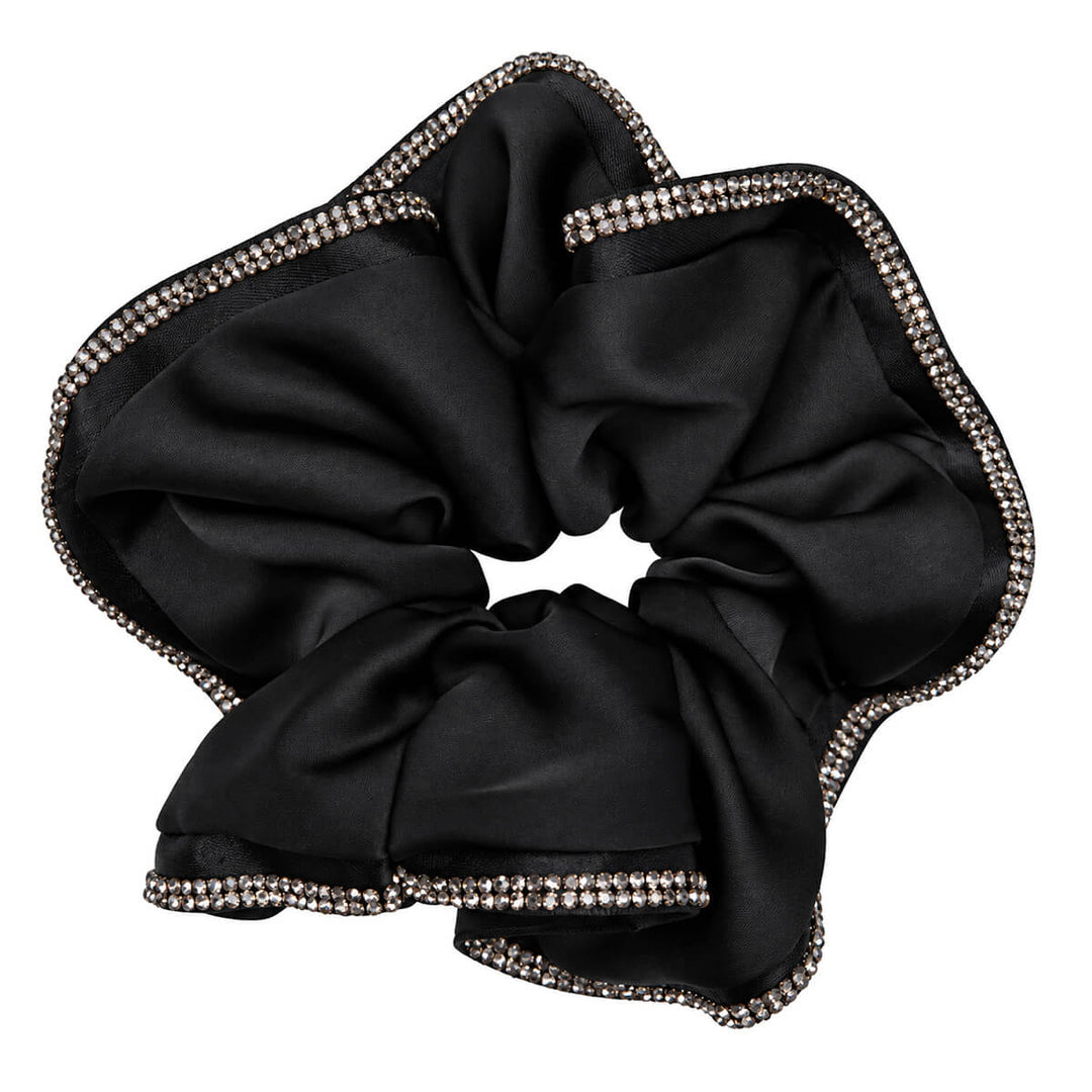 Strassikoristeltu satiini scrunchie hiusdonitsi – iso &amp; pehmeä 14cm